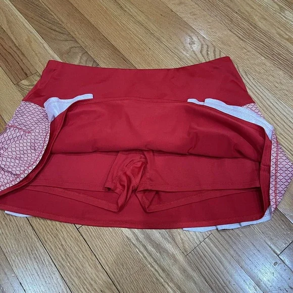 Lucky In Love Womens Skort Tennis Pickleball Size Large L 12 Red Ruffle EUC - Picture 10 of 12
